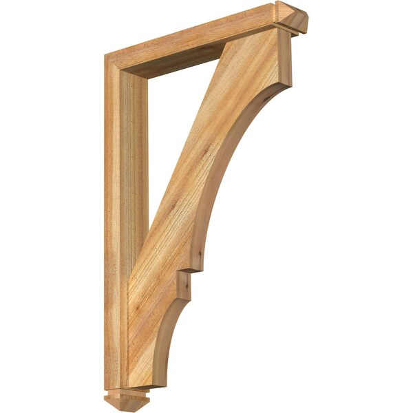 Ekena Millwork Balboa Arts and Crafts Rough Sawn Bracket w/ Offset Brace, Western Red Cedar, 4"W x 22"D x 34"H BKT0402X22X34BOA03RWR - main